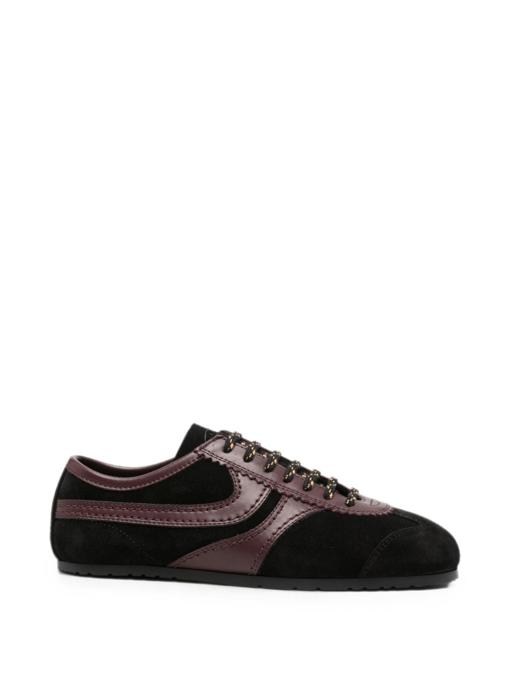 Sneakers a pannelli in pelle in nero 