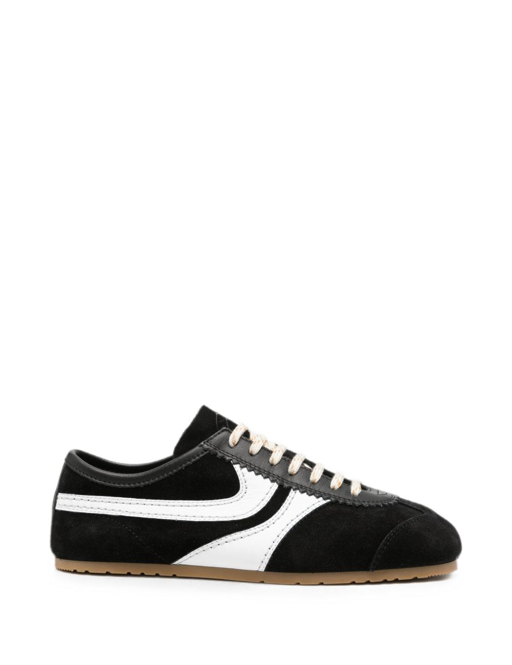 Sneakers a pannelli in pelle in nero 