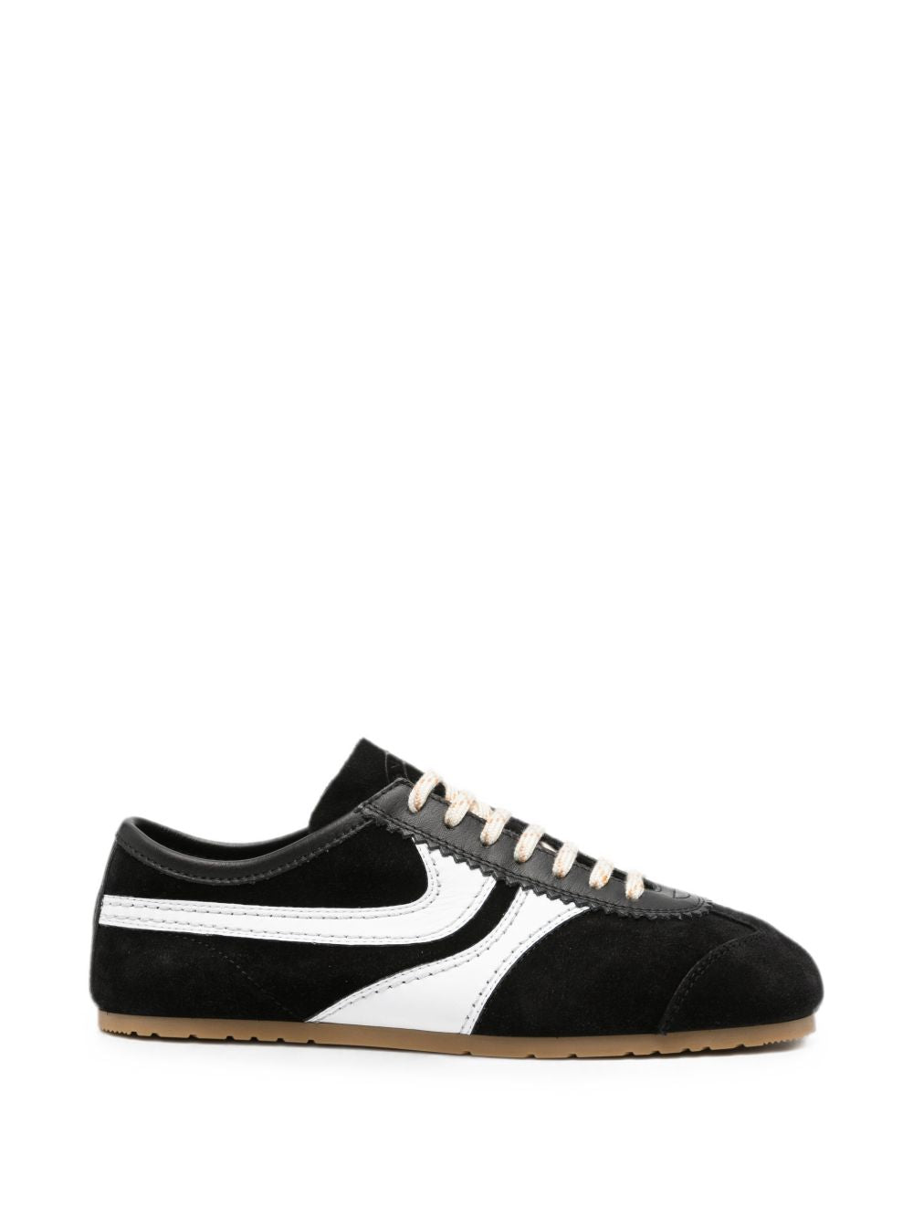 Sneakers a pannelli in pelle in nero 
