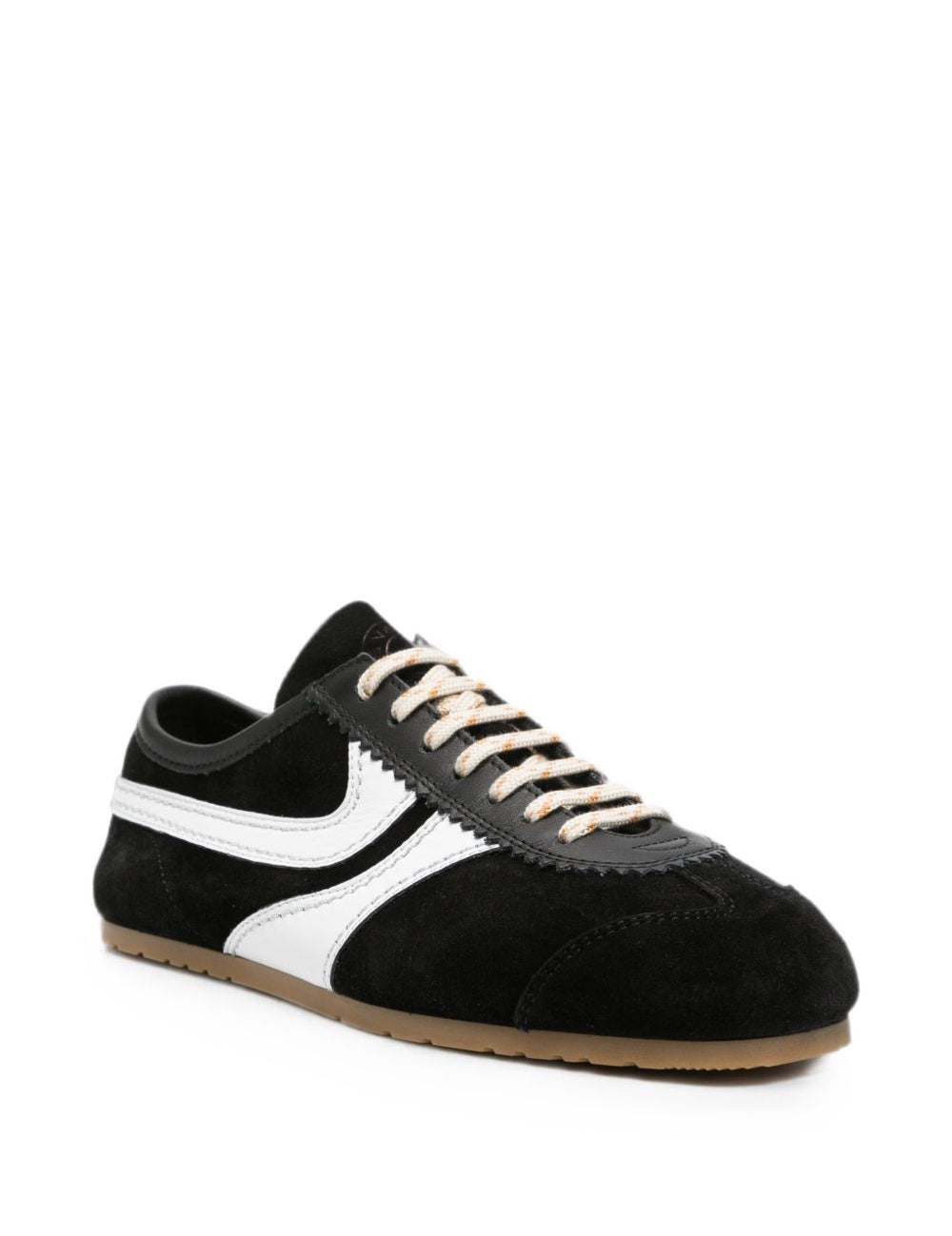 Sneakers a pannelli in pelle in nero 