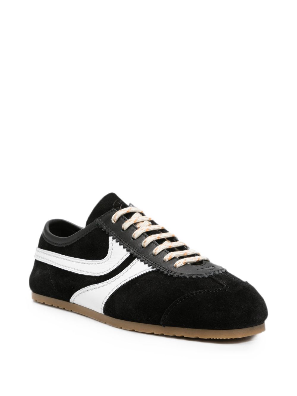 Sneakers a pannelli in pelle in nero 