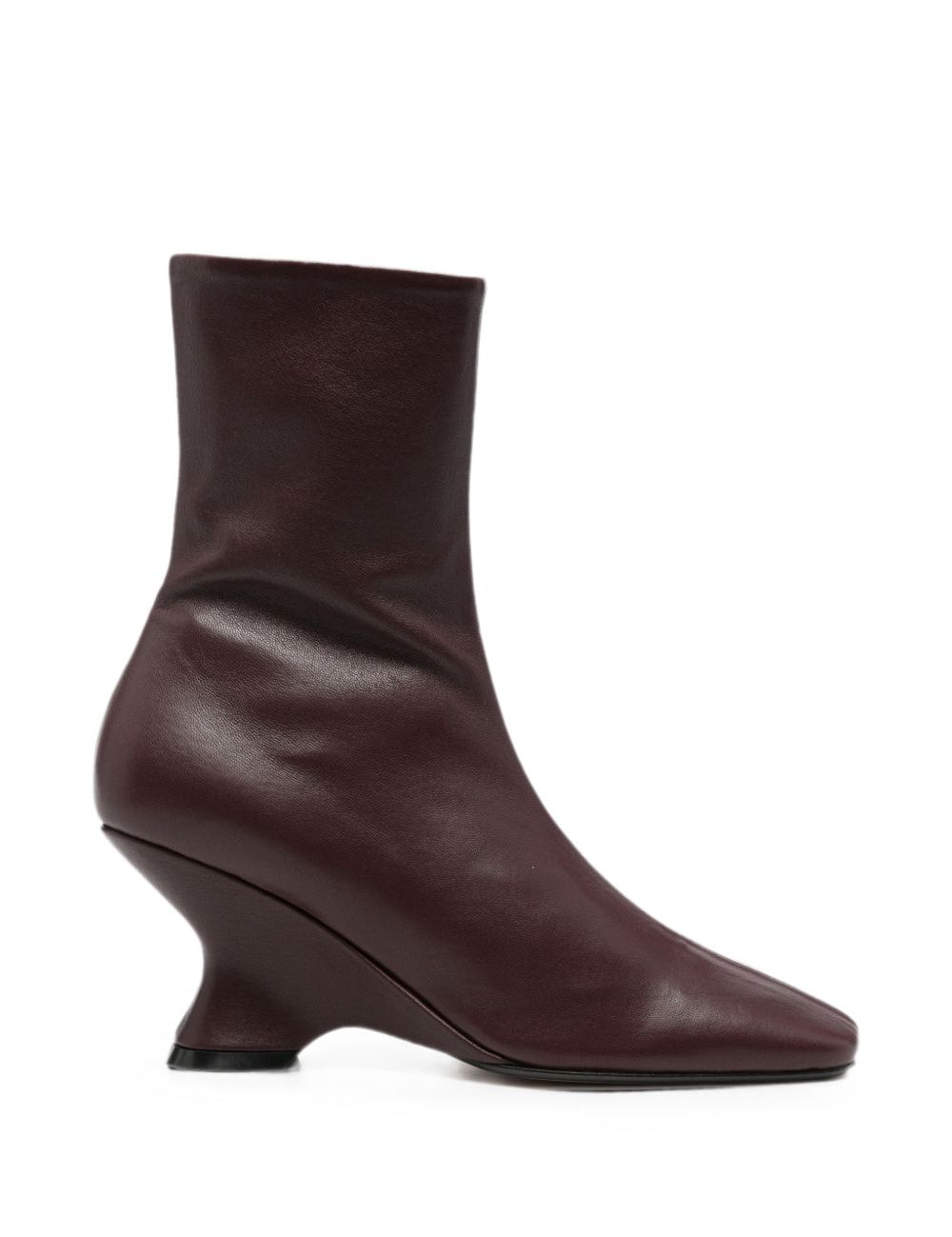 Stivaletti con tacco in pelle in bordeaux 