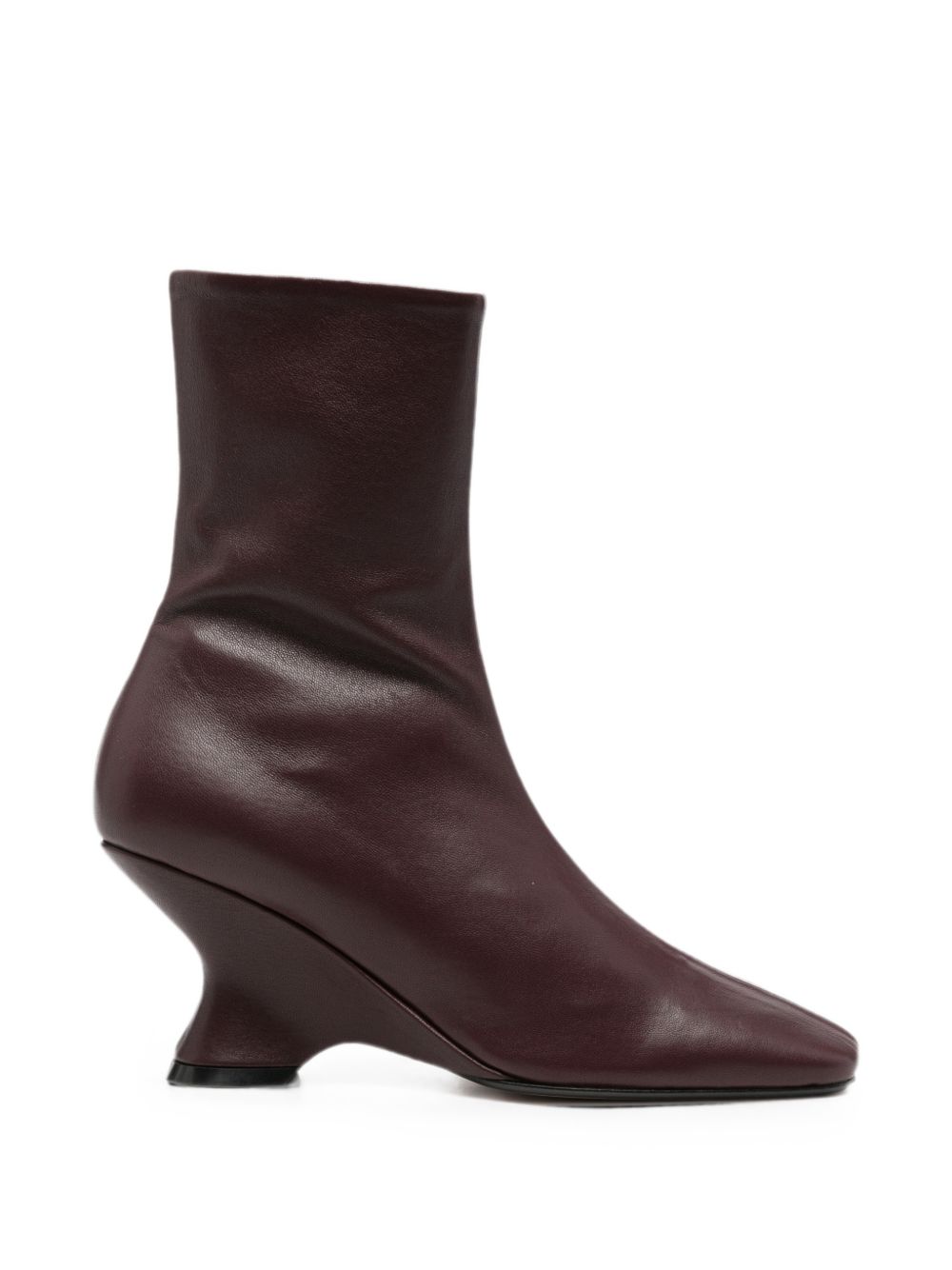 Stivaletti con tacco in pelle in bordeaux 