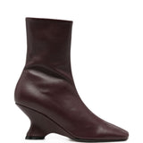 Stivaletti con tacco in pelle in bordeaux 