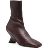 Stivaletti con tacco in pelle in bordeaux 