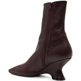 Stivaletti con tacco in pelle in bordeaux 