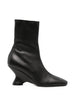 Stivaletti con tacco in pelle in nero
