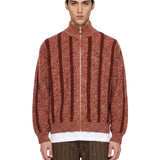 Cardigan in maglia con zip in marrone 