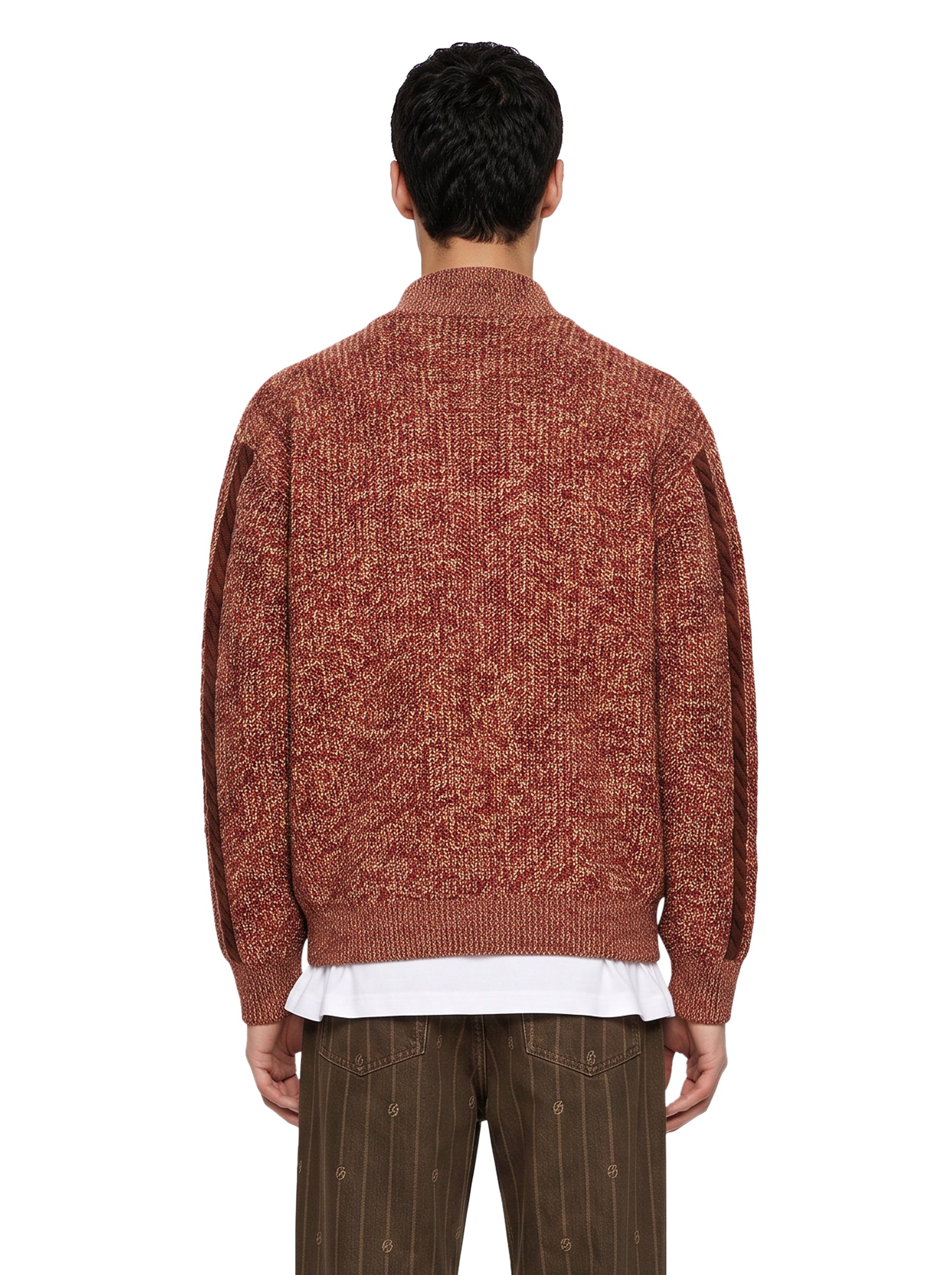Cardigan in maglia con zip in marrone 