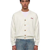 Cardigan con scollo a V e logo ricamato in bianco 