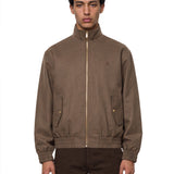 Bomber in lana con zip in marrone 