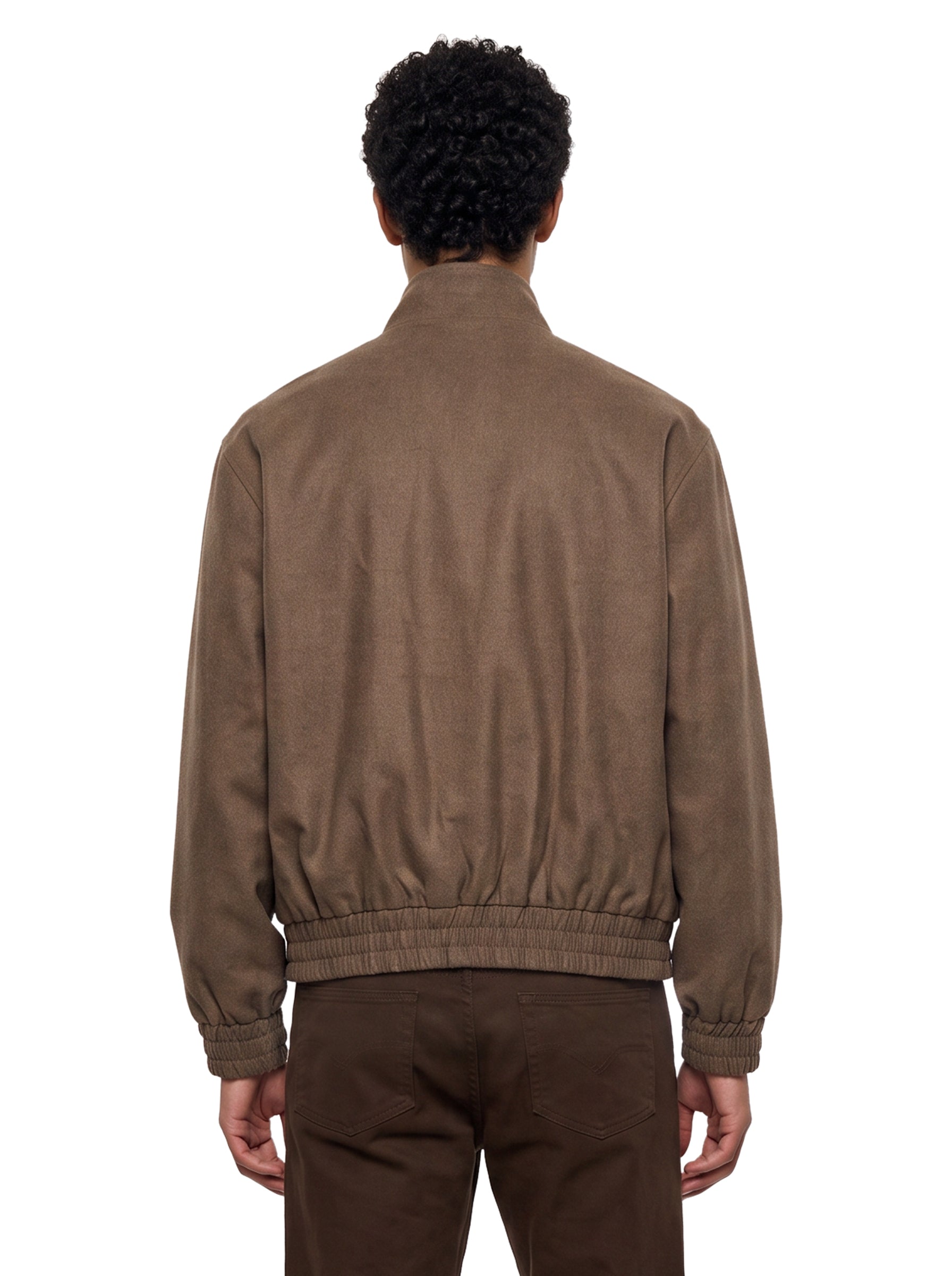 Bomber in lana con zip in marrone 