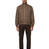 Bomber in lana con zip in marrone 