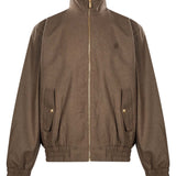 Bomber in lana con zip in marrone 