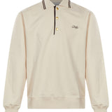 Polo a maniche lunghe con logo ricamato in bianco 