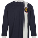 Polo con ricamo miroir racing in blu e bianco 