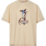 T-shirt a maniche corte con stampa Iris in beige 