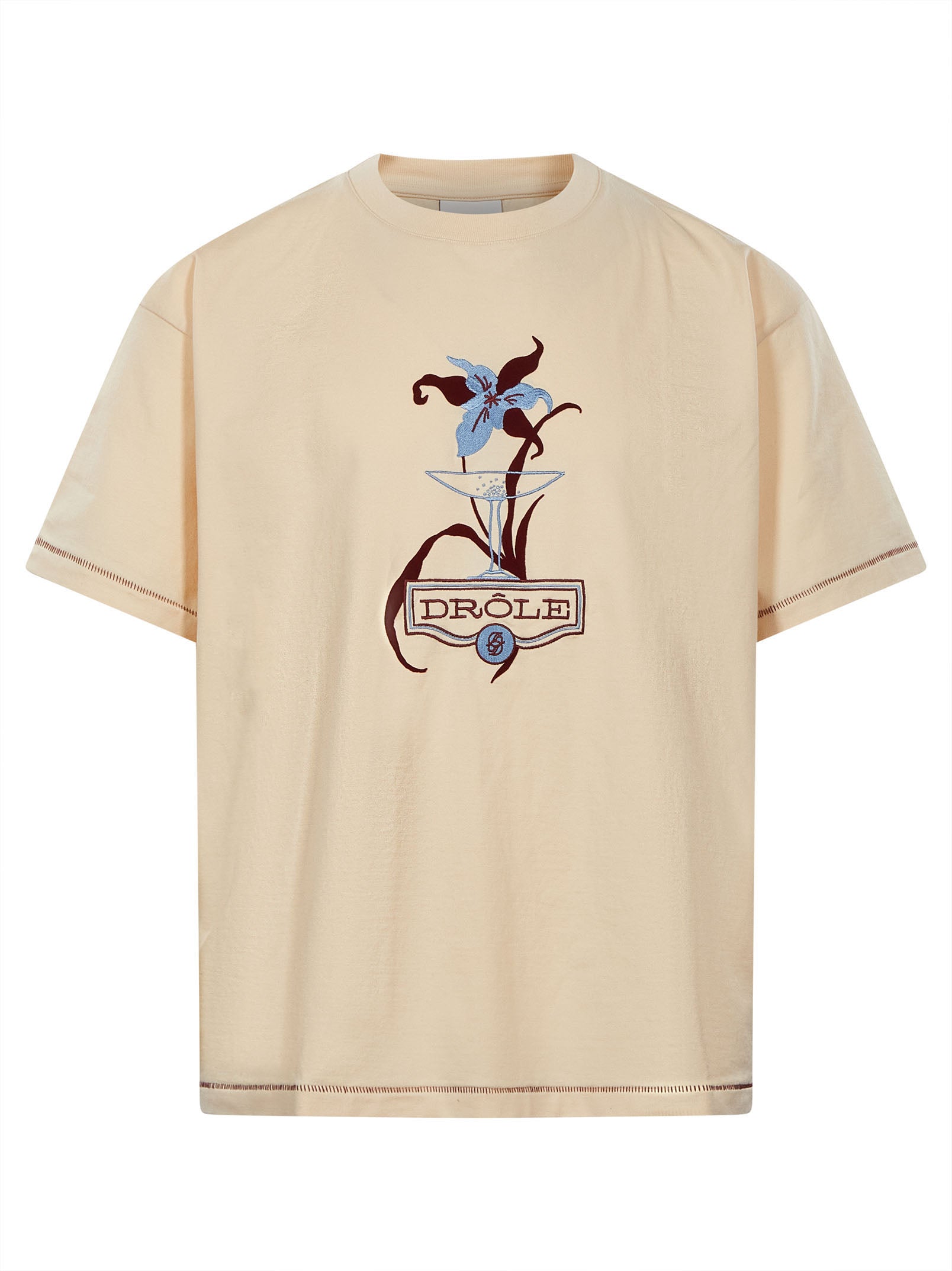 T-shirt a maniche corte con stampa Iris in beige 