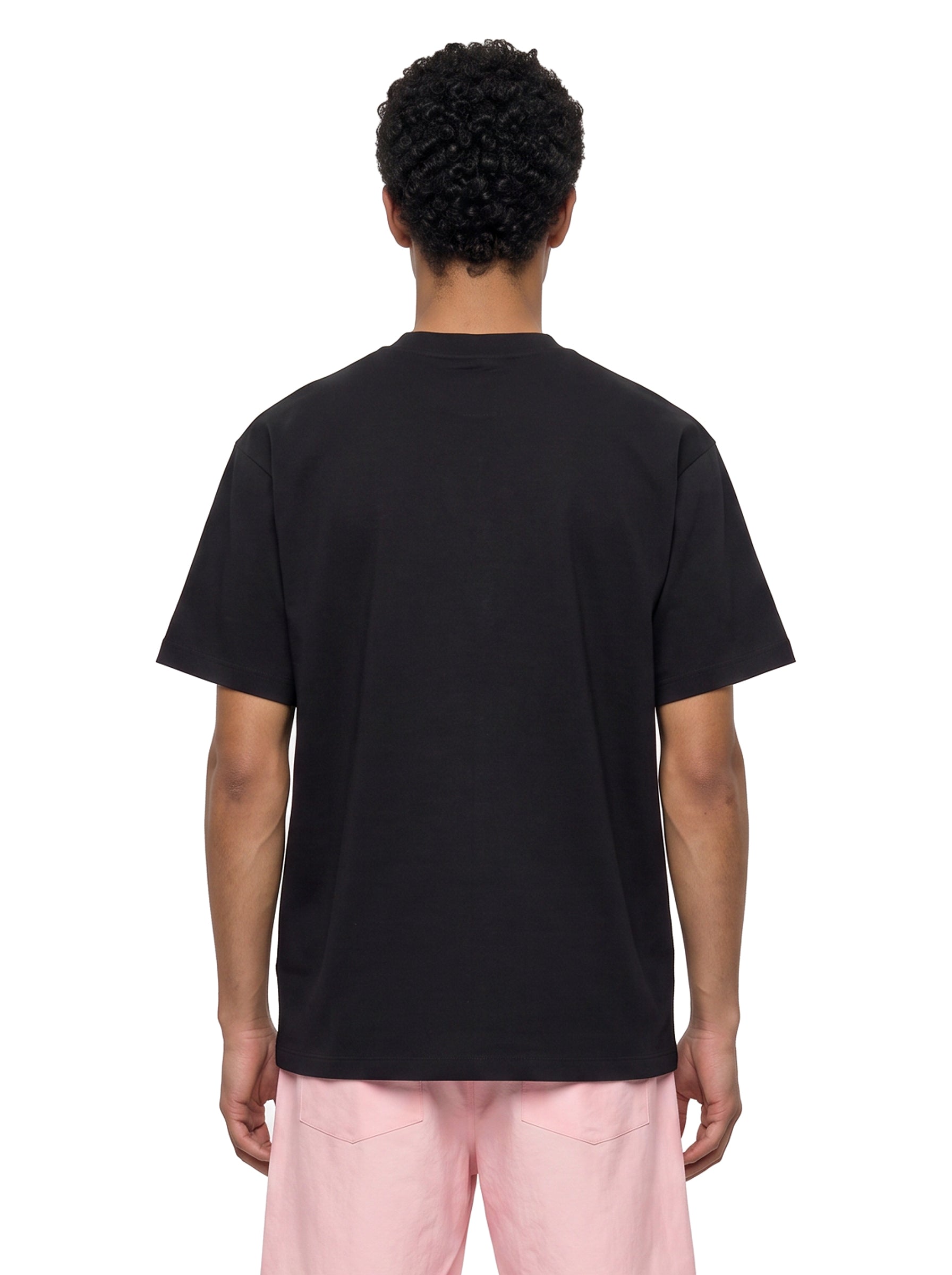 T-shirt classica a maniche corte con slogan in nero 