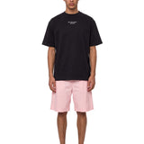 T-shirt classica a maniche corte con slogan in nero 