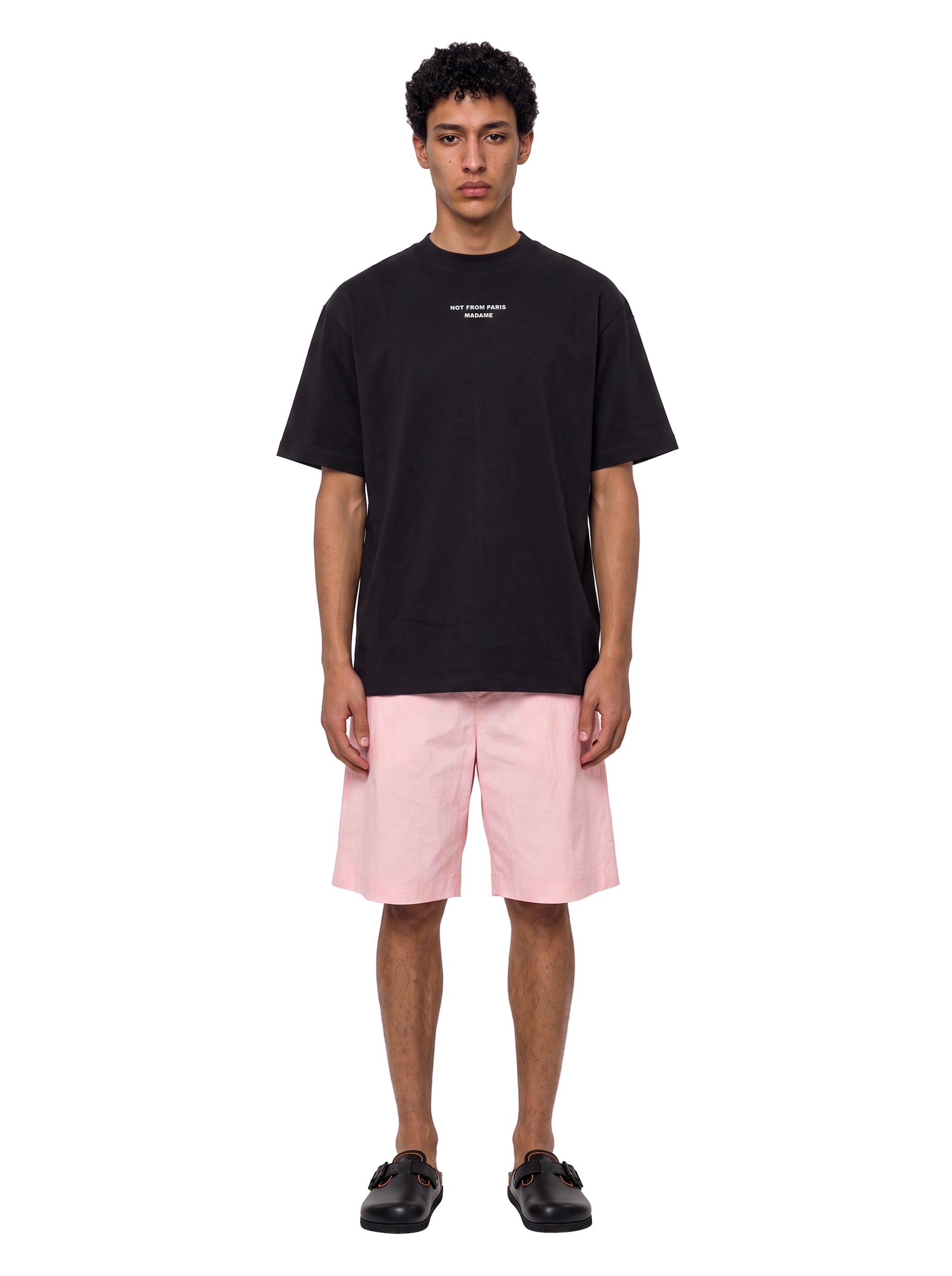 T-shirt classica a maniche corte con slogan in nero 