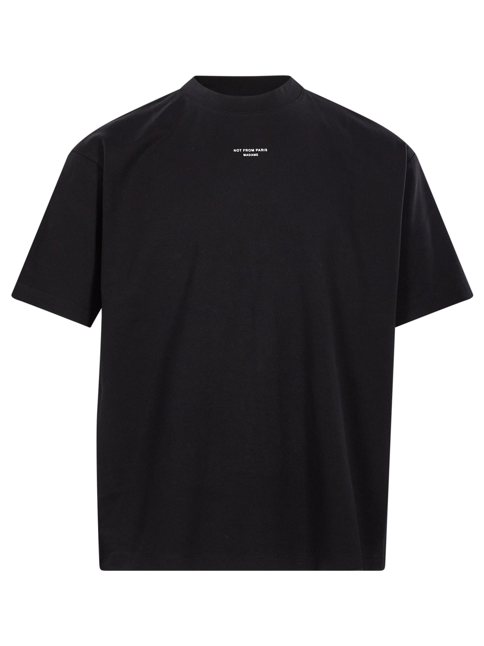 T-shirt classica a maniche corte con slogan in nero 