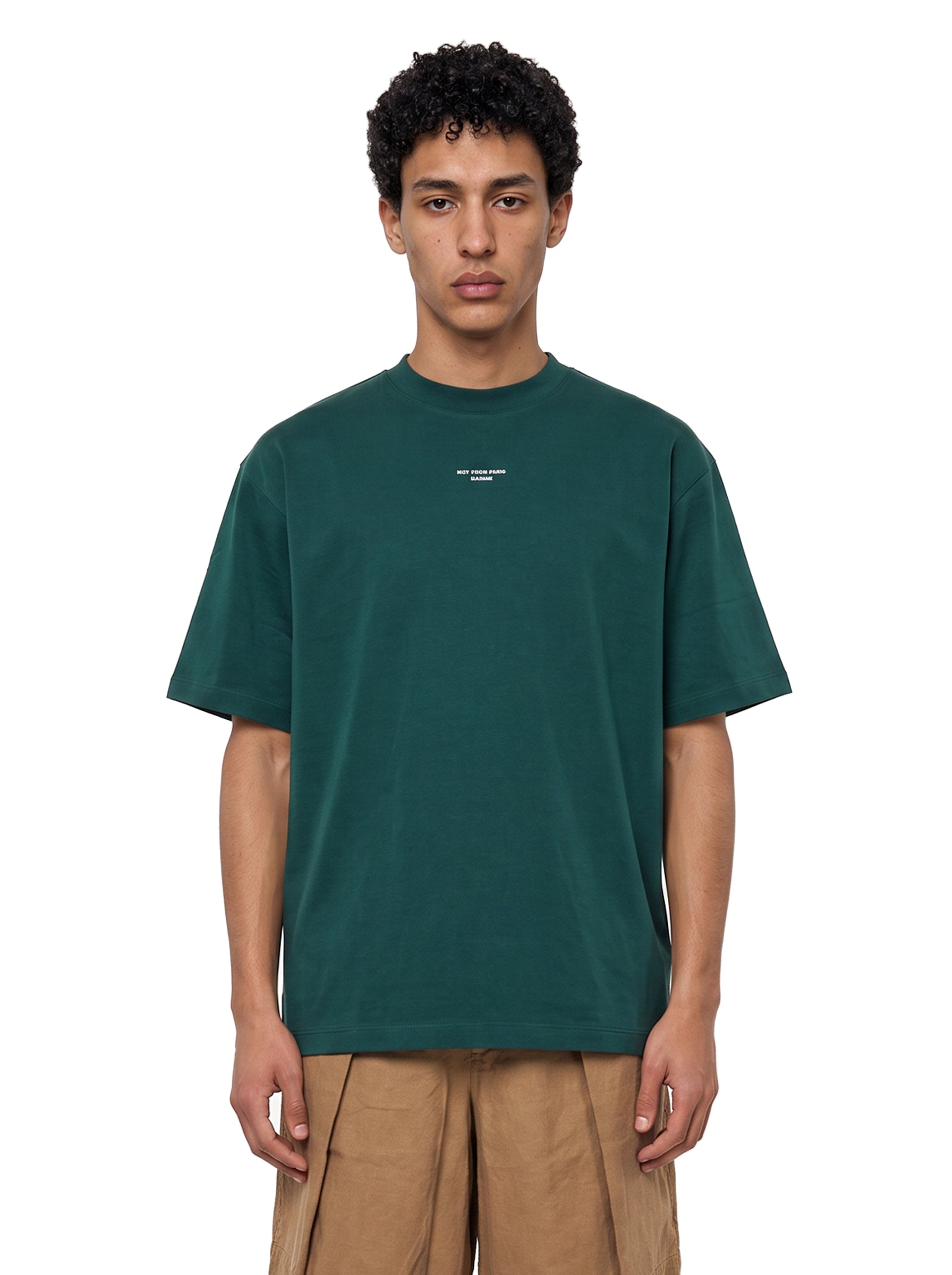 T-shirt classica a maniche corte con slogan in verde 