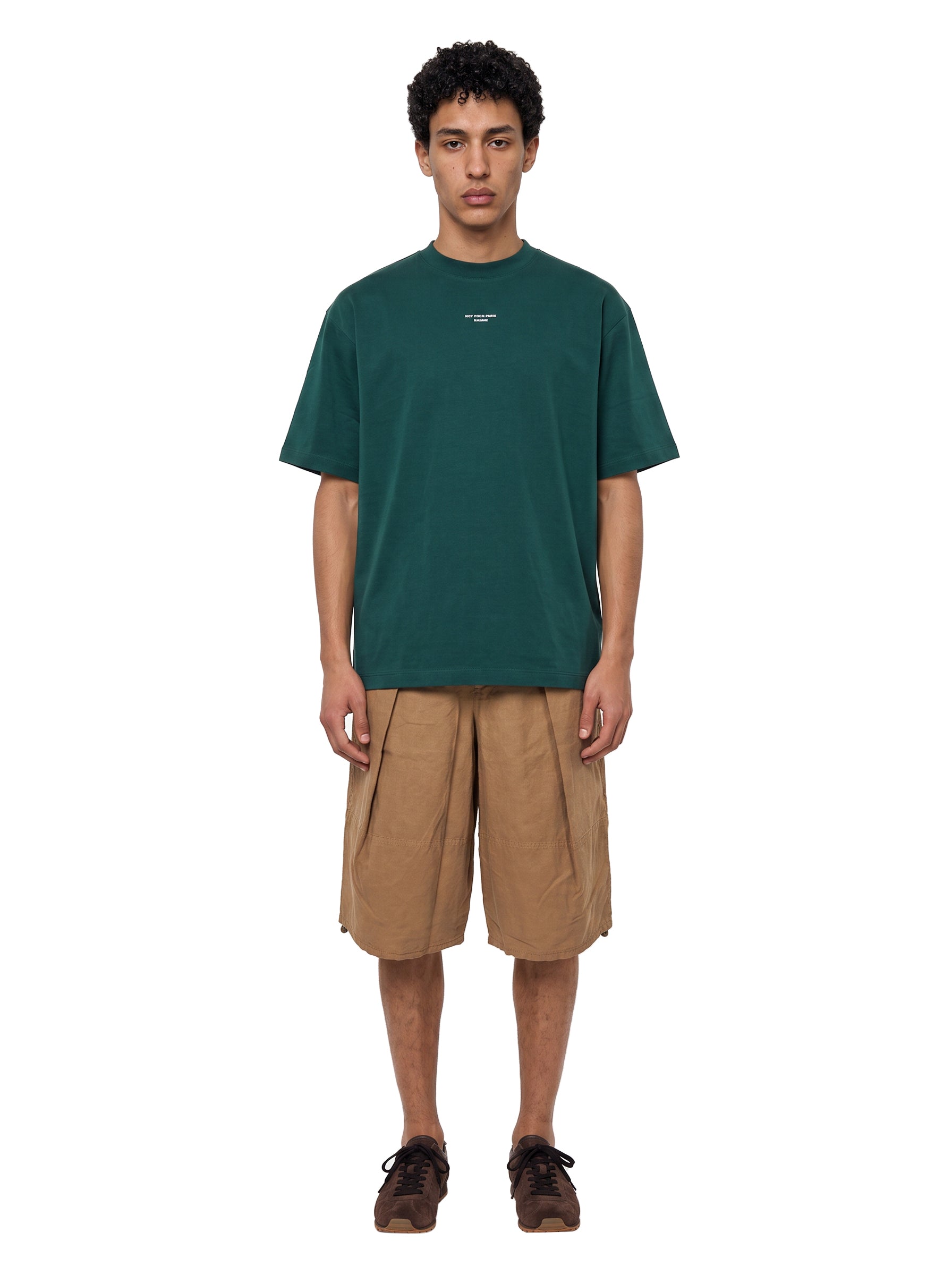 T-shirt classica a maniche corte con slogan in verde 