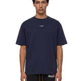 T-shirt classica a maniche corte con slogan in blu 