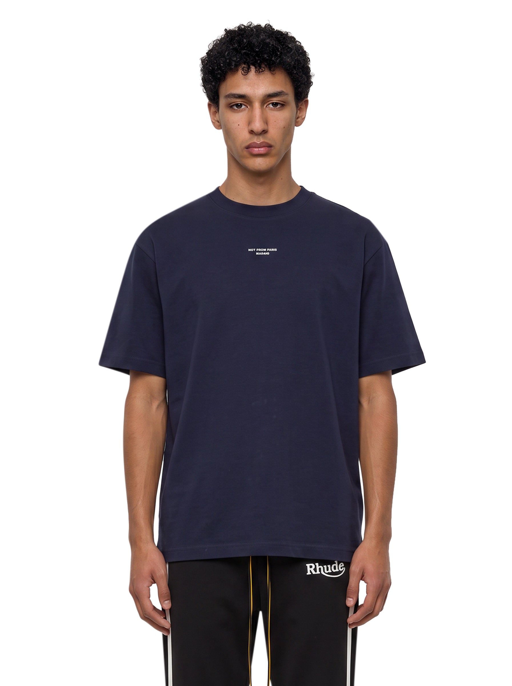 T-shirt classica a maniche corte con slogan in blu 