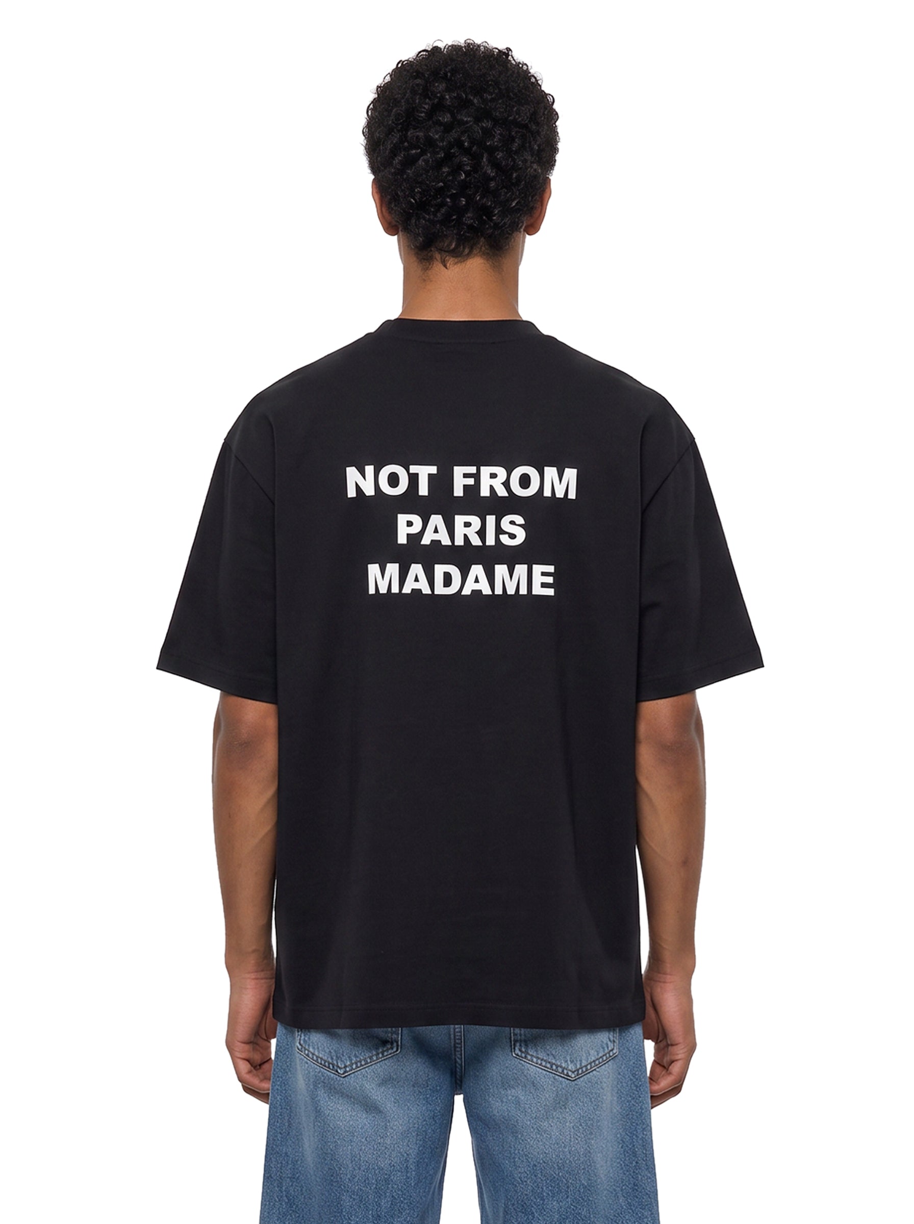 T-shirt classica a maniche corte con slogan in nero 
