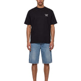 T-shirt classica a maniche corte con slogan in nero 