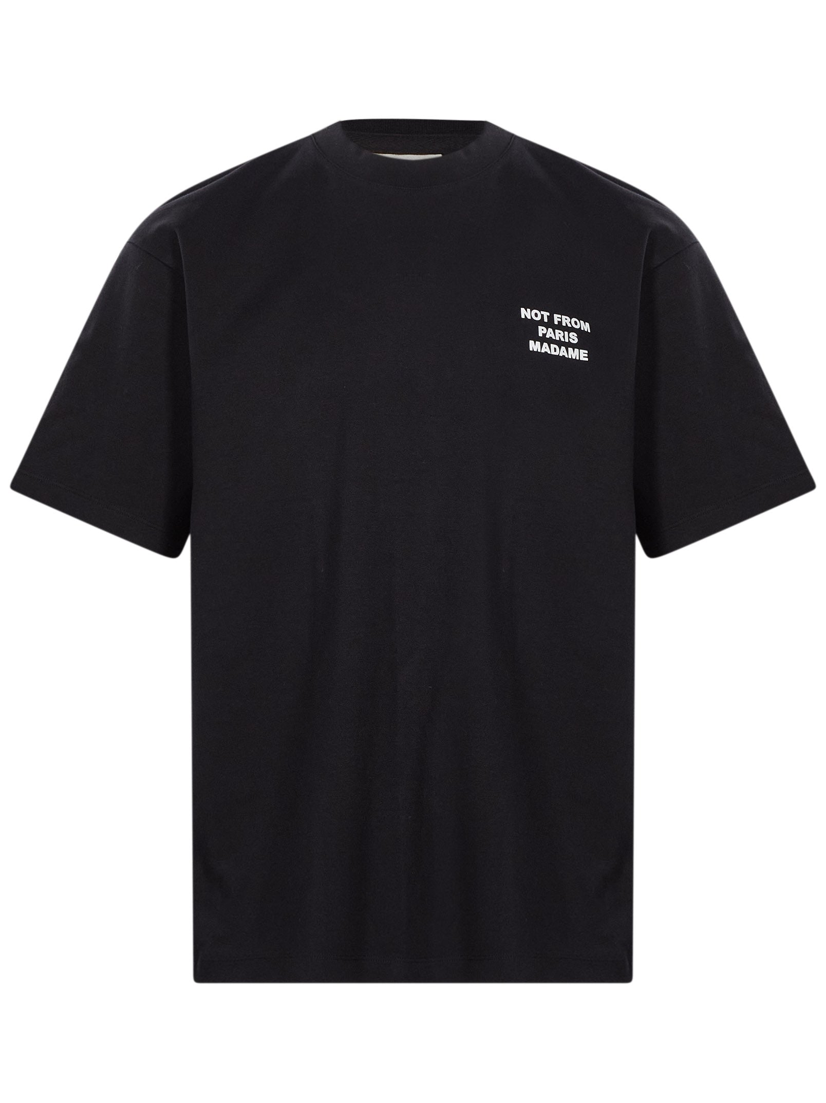 T-shirt classica a maniche corte con slogan in nero 
