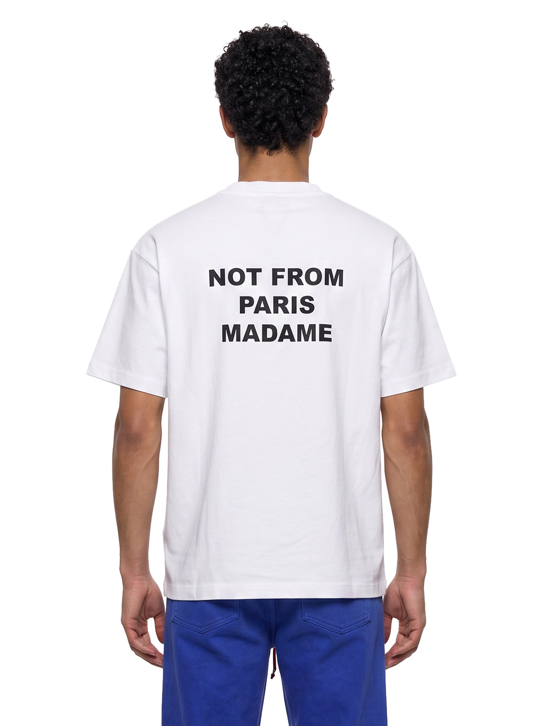 T-shirt classica a maniche corte con slogan in bianco 