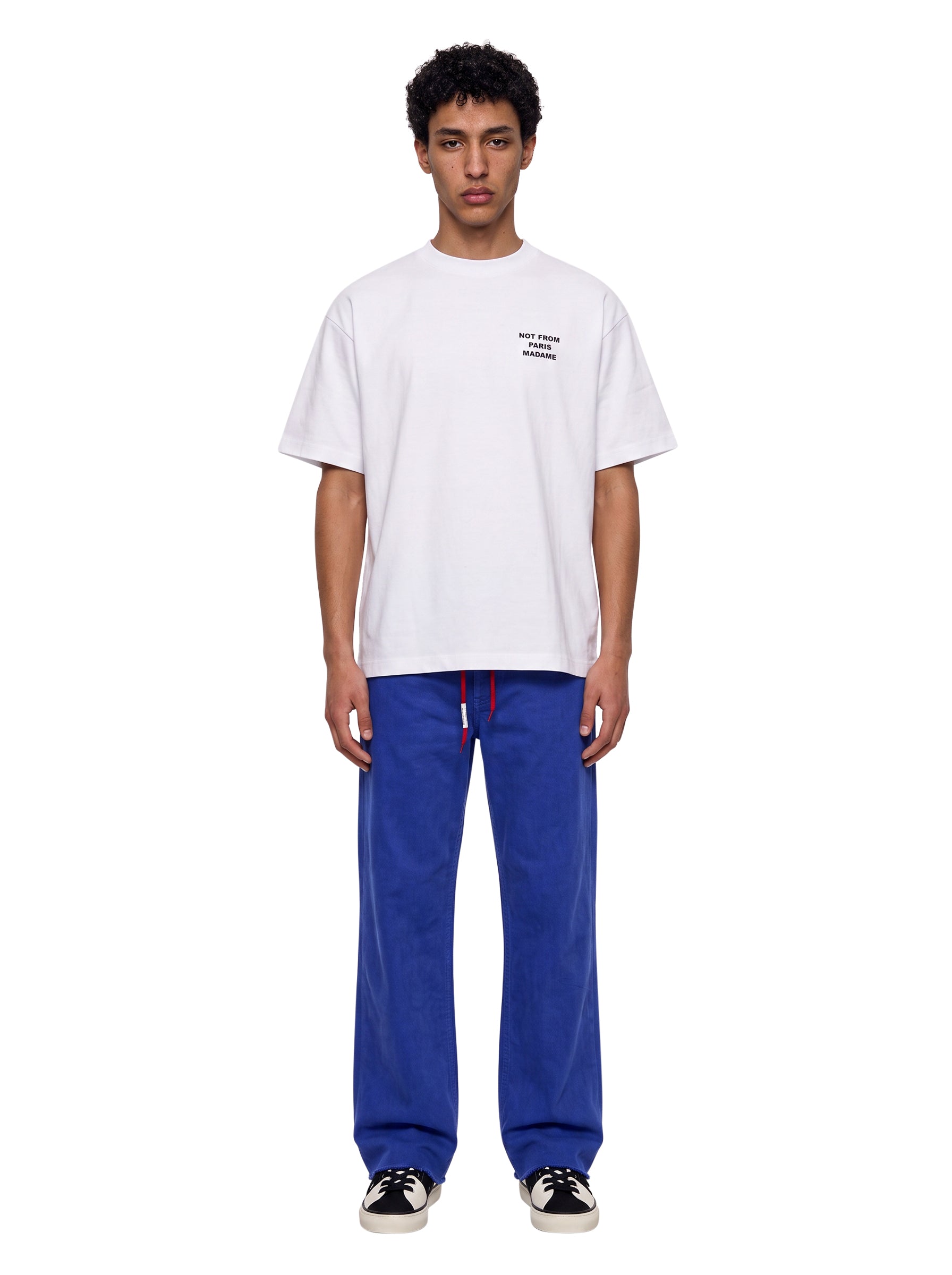 T-shirt classica a maniche corte con slogan in bianco 