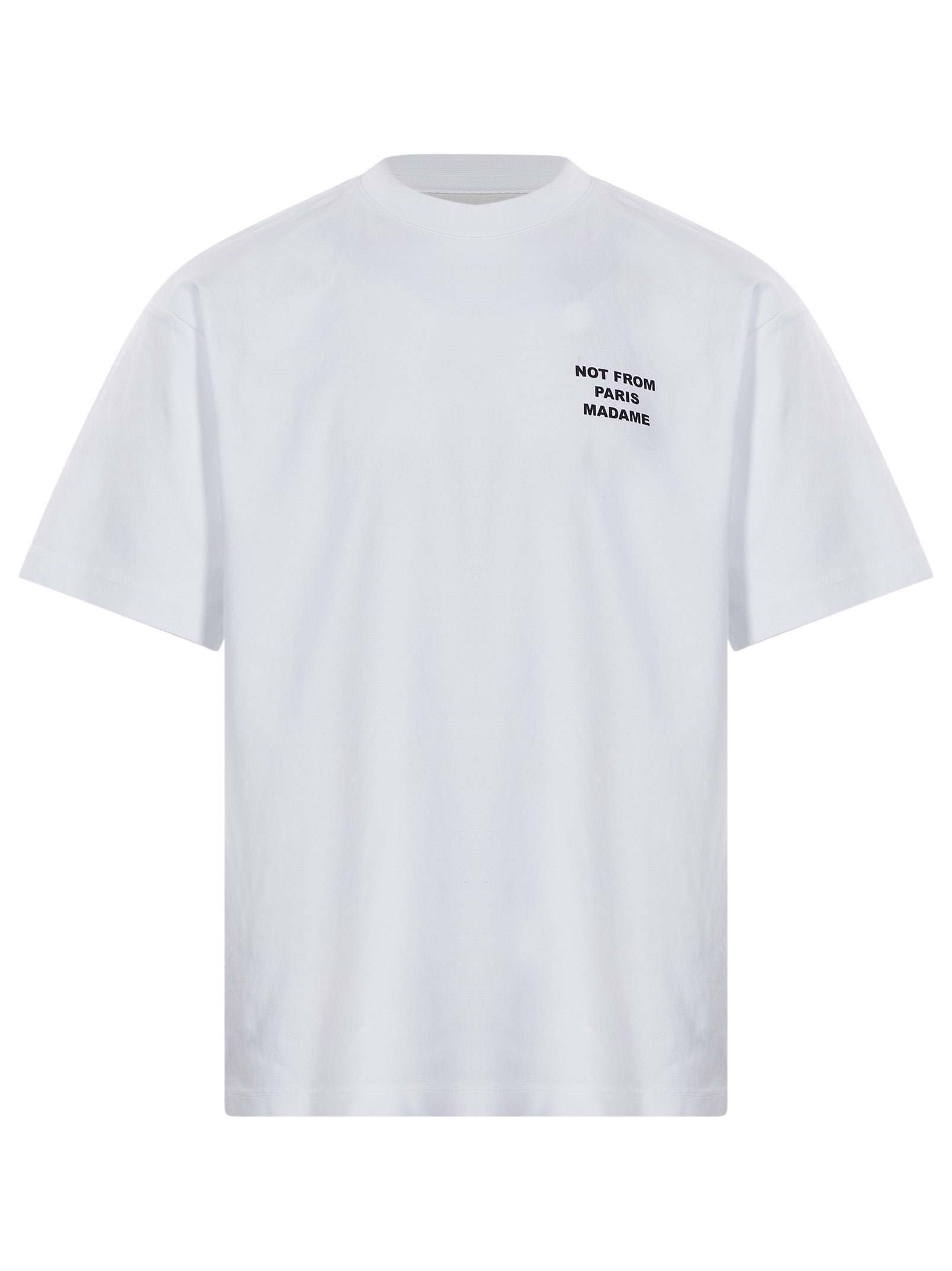 T-shirt classica a maniche corte con slogan in bianco 