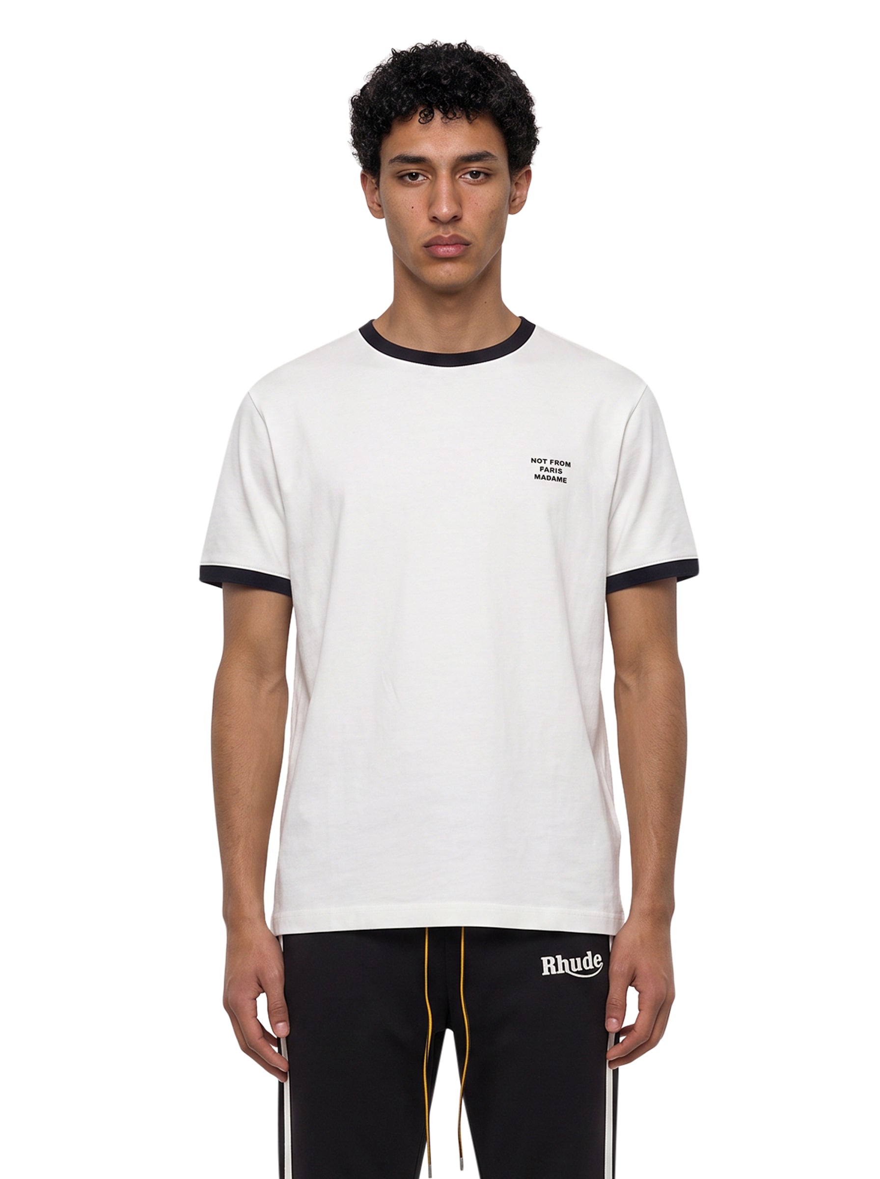 T-shirt classica a maniche corte con slogan in bianco 