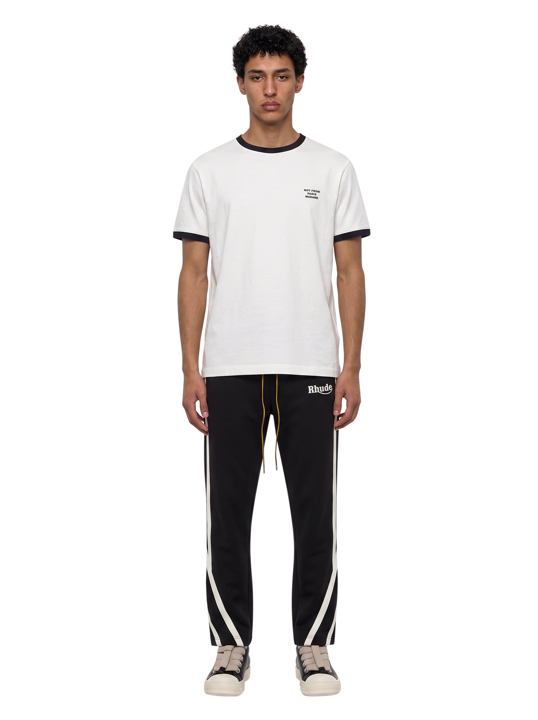 T-shirt classica a maniche corte con slogan in bianco 