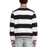 Polo a righe a maniche lunghe in bianco e nero 