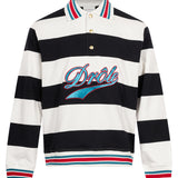 Polo a righe a maniche lunghe in bianco e nero 