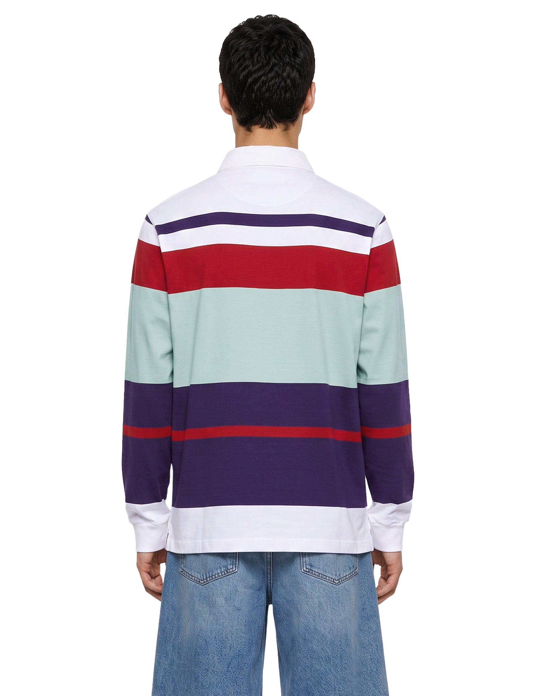 Polo a righe a maniche lunghe multicolore 