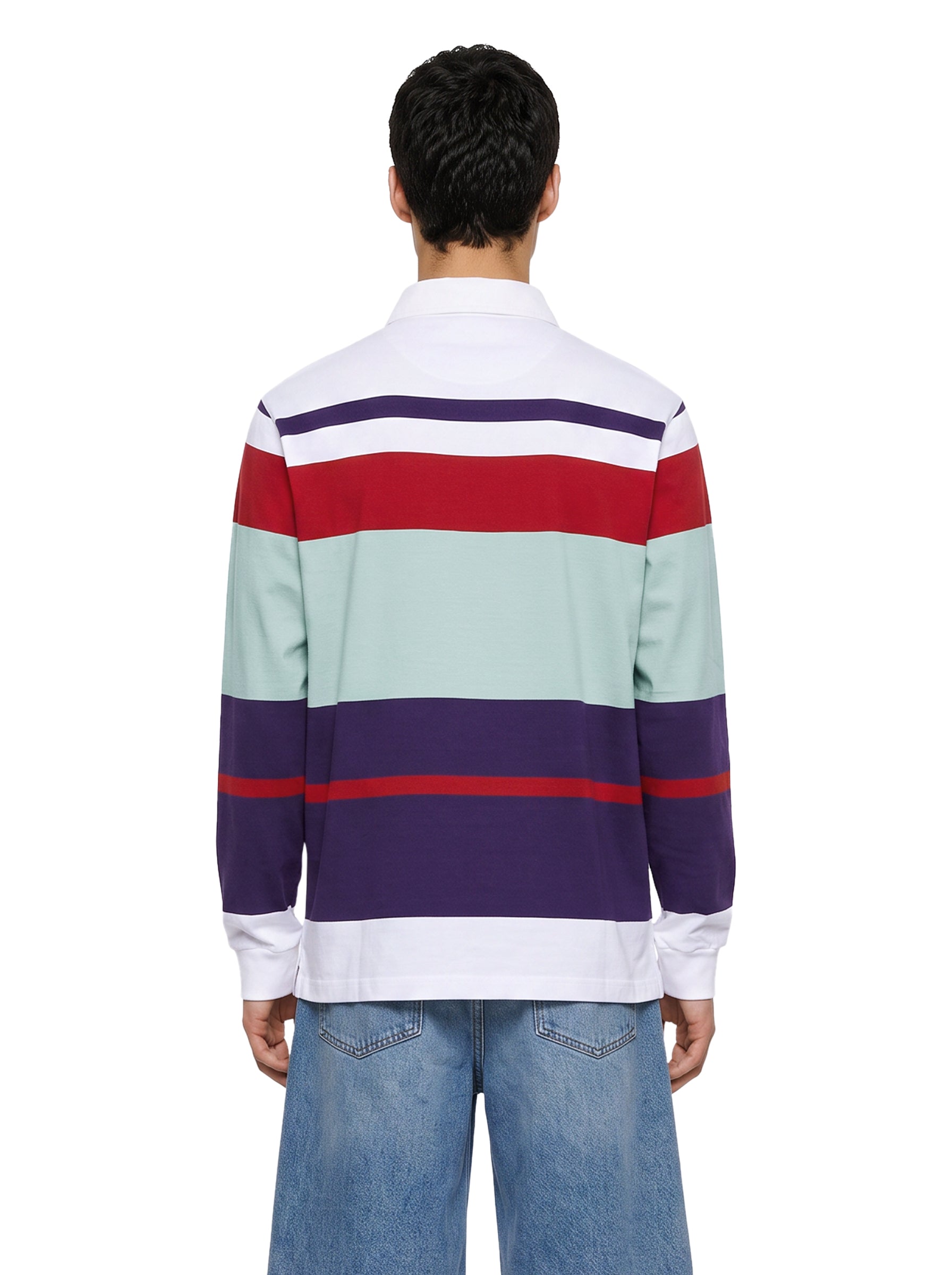 Polo a righe a maniche lunghe multicolore 