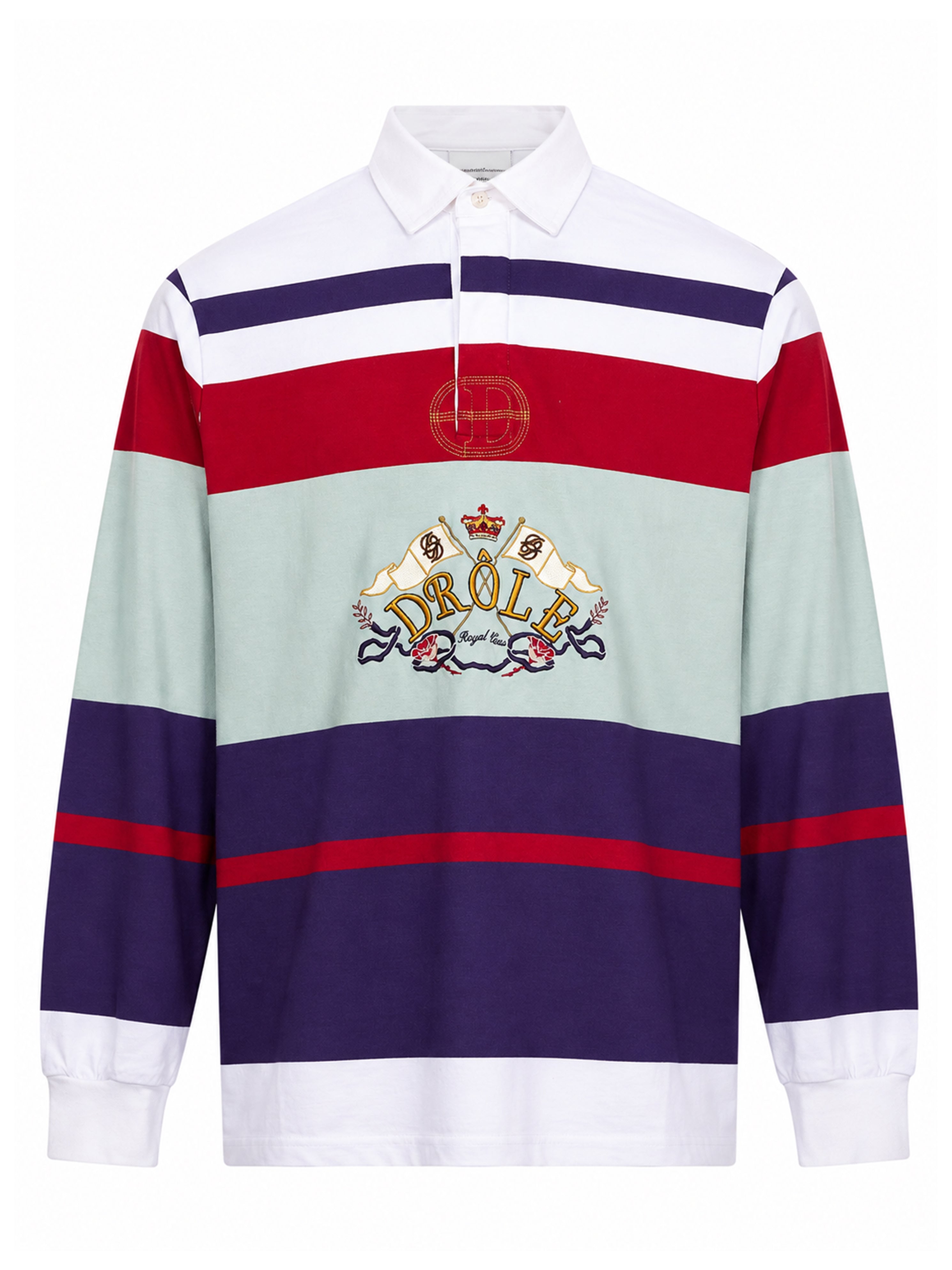 Polo a righe a maniche lunghe multicolore 
