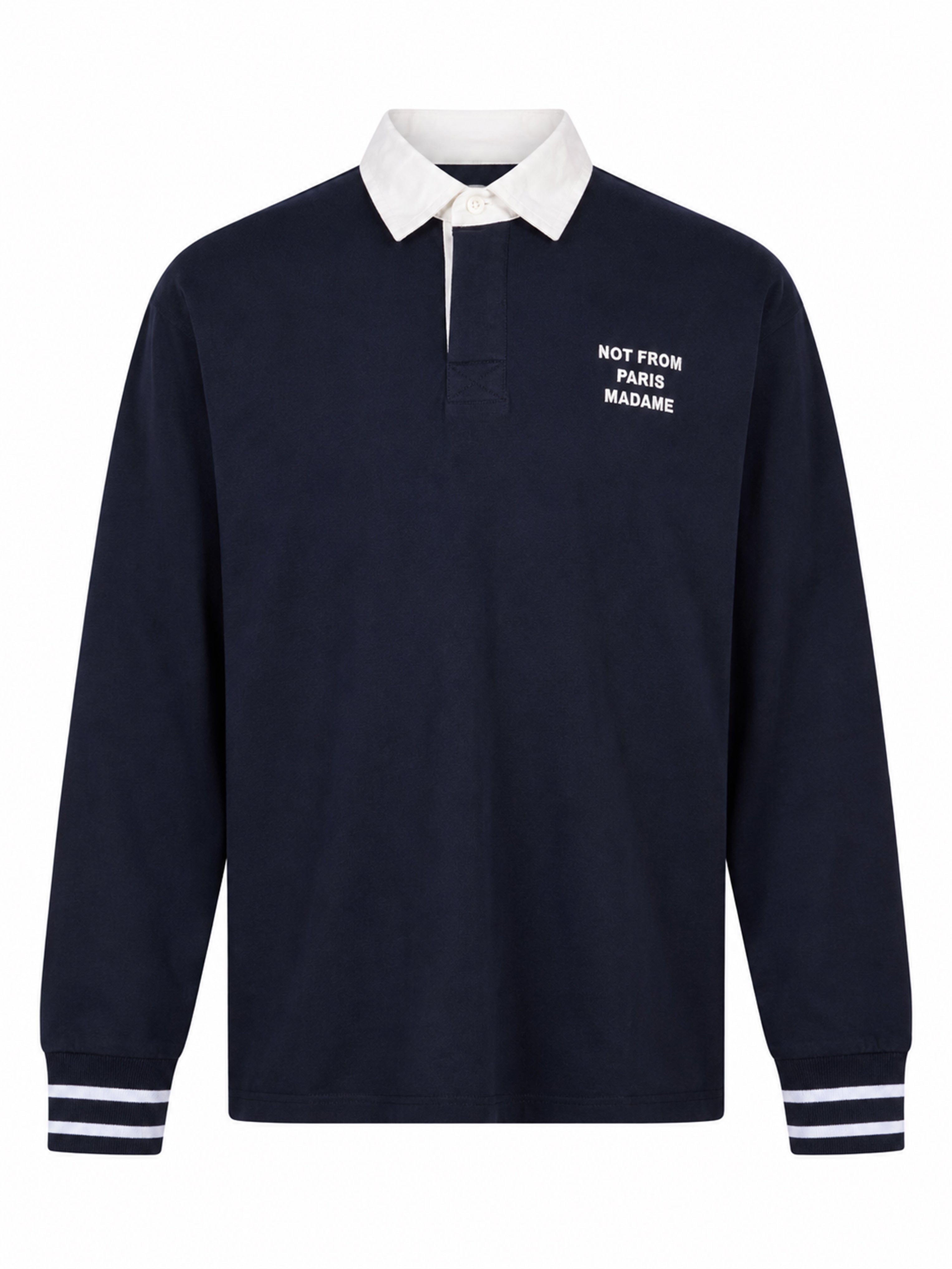 Polo con slogan Not From Paris Madame in blu 