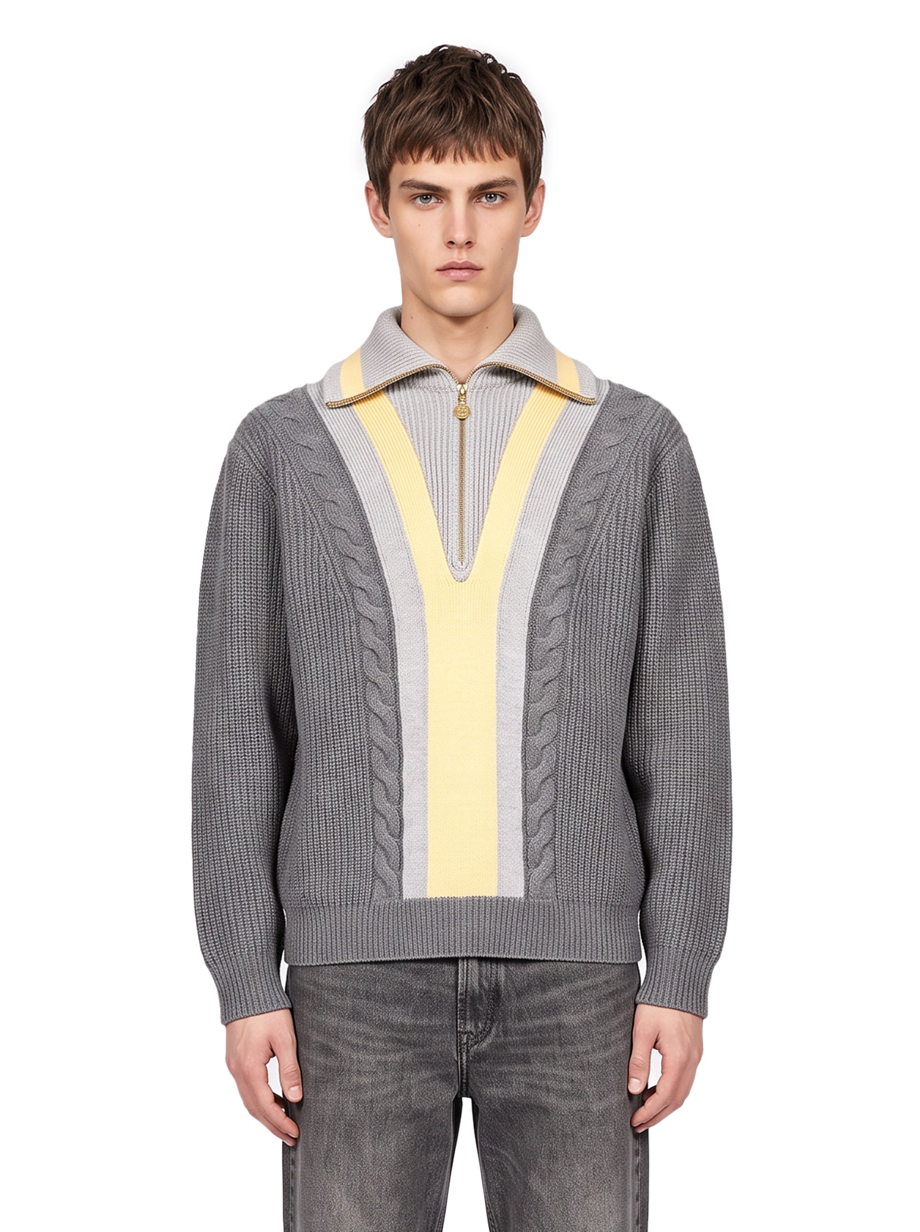 Maglione trucker mezza zip in grigio 