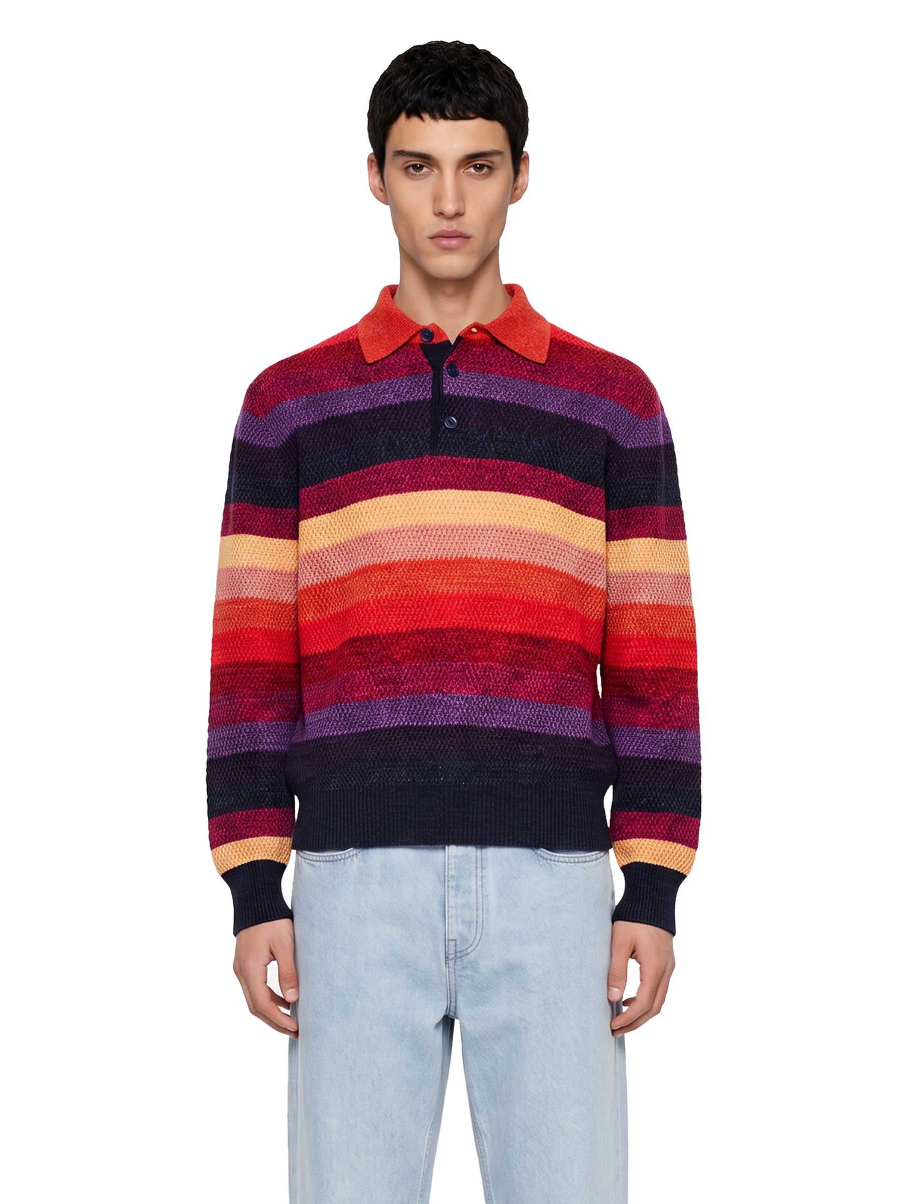 Polo in maglia a righe multicolore 