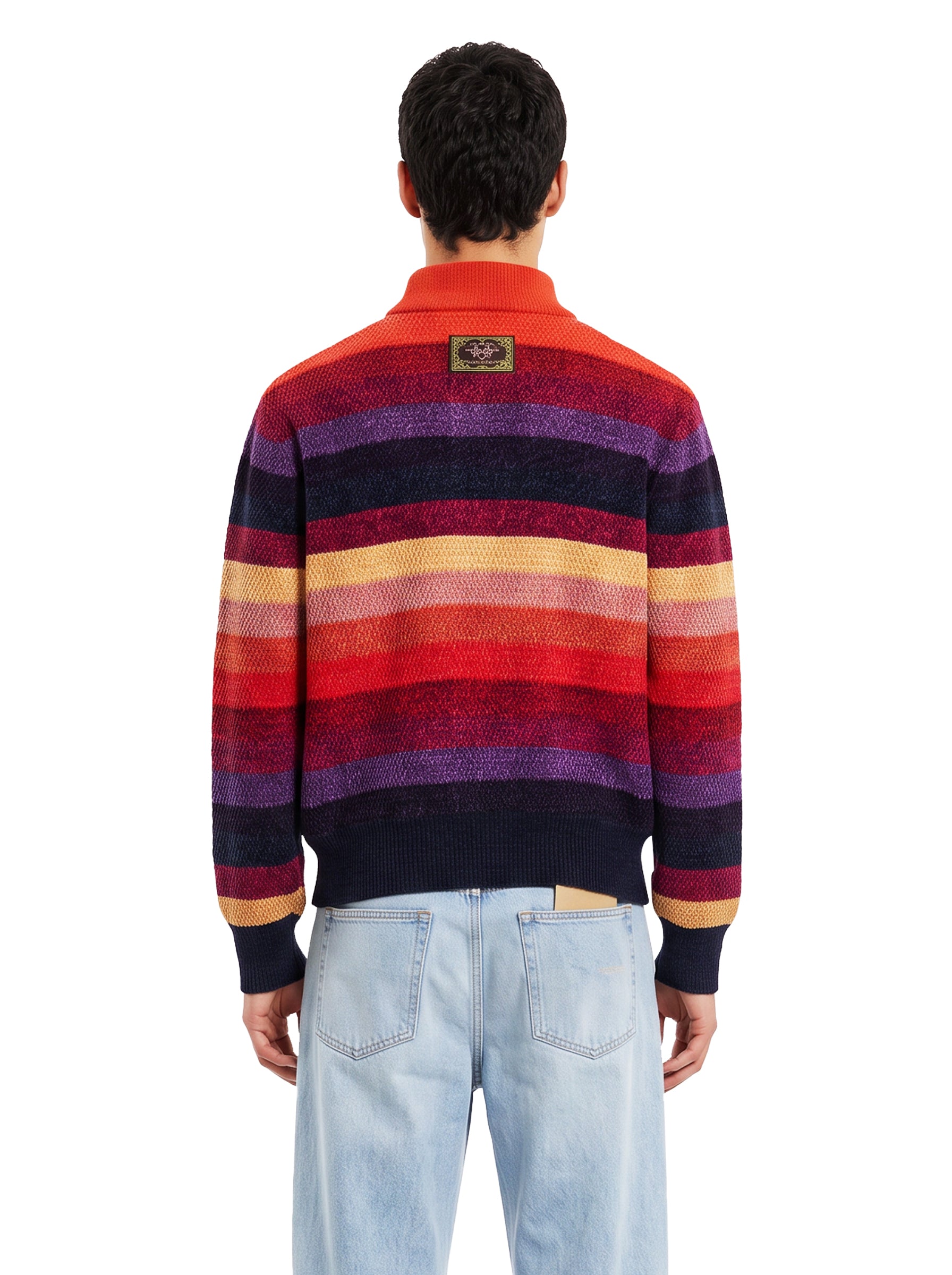 Polo in maglia a righe multicolore 