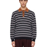 Polo a maniche lunghe a righe multicolore 