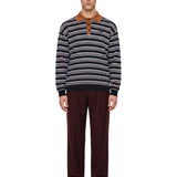 Polo a maniche lunghe a righe multicolore 