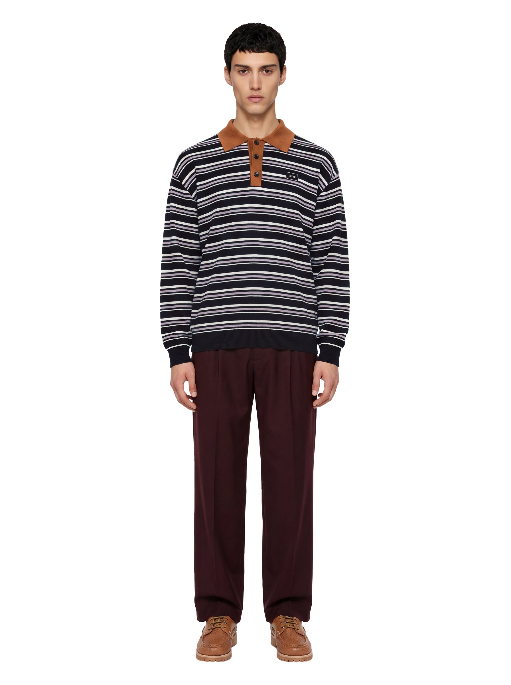 Polo a maniche lunghe a righe multicolore 